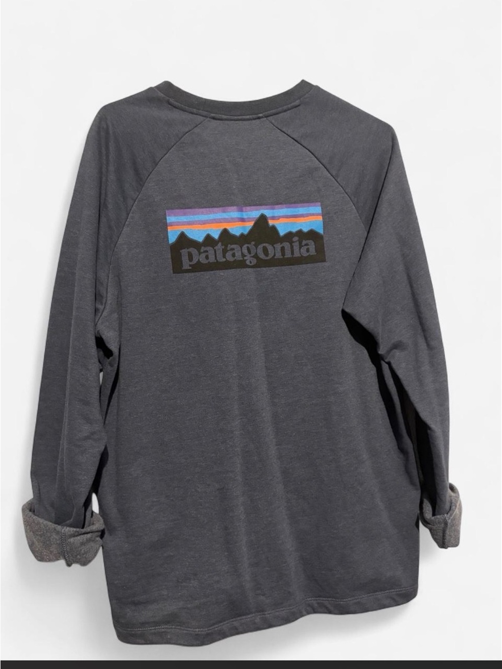 Patagonia Oversized Long-Sleeve Logo Tee in Charcoal